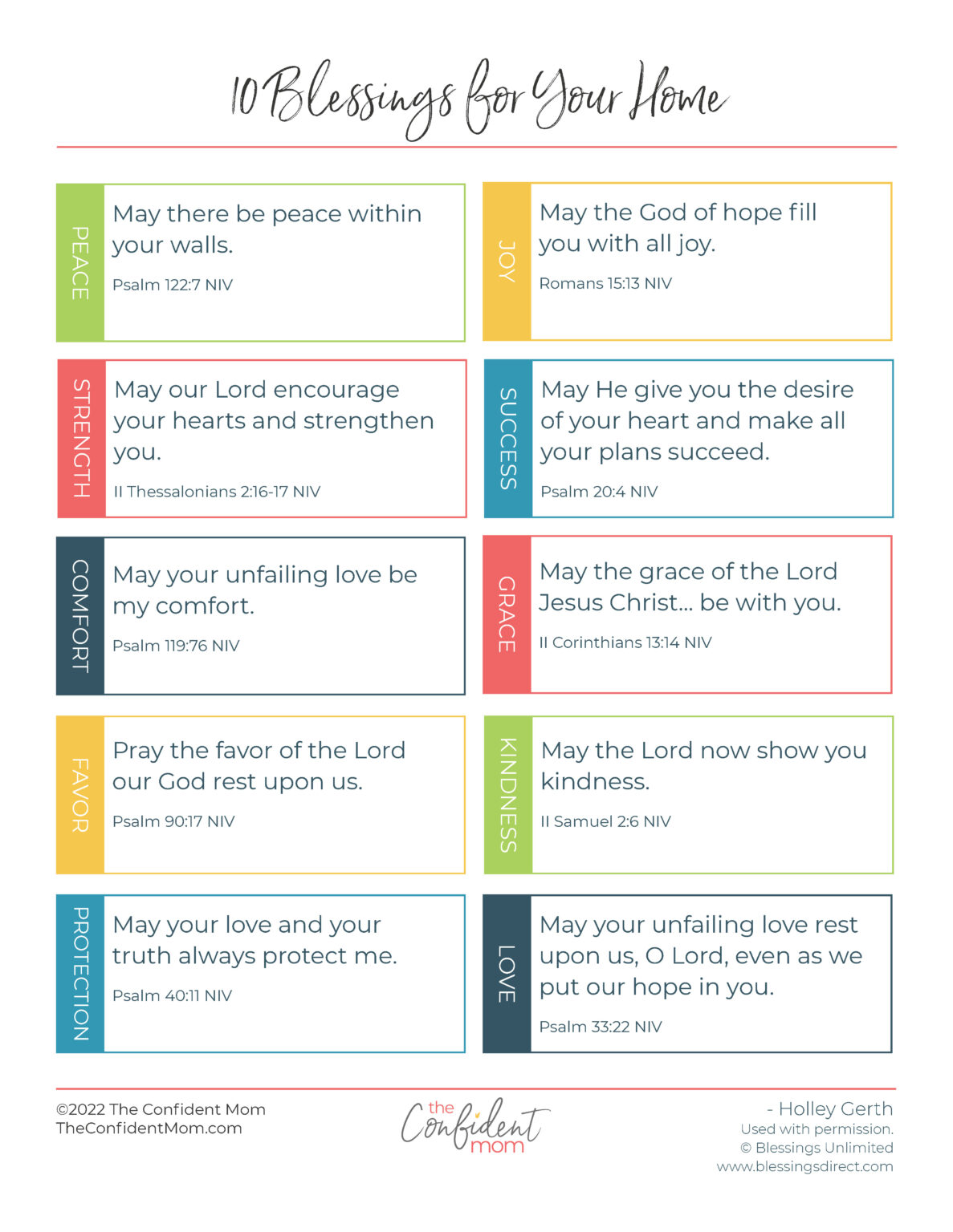 10 Blessings for Your Home FREE Printable The Confident Mom