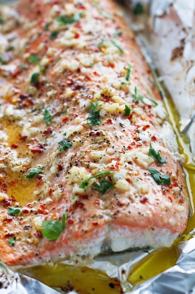 Garlic Butter Baked Salmon in Foil via Little Spice Jar
