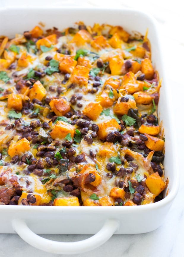 Butternut Squash Enchilada Casserole via Making Thyme for Health