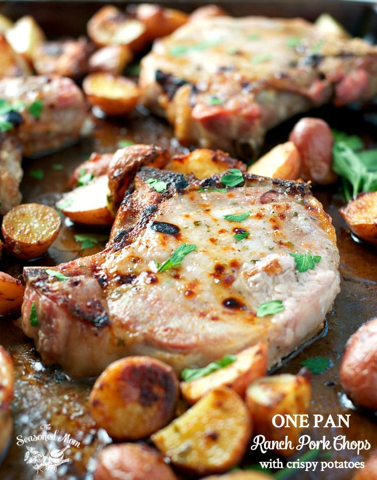 One Pan Ranch Pork Chops with Crispy Potatoes